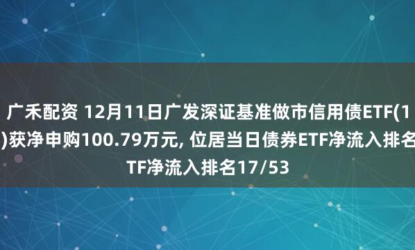 广禾配资 12月11日广发深证基准做市信用债ETF(159397)获净申购100.79万元, 位居当日债券ETF净流入排名17/53