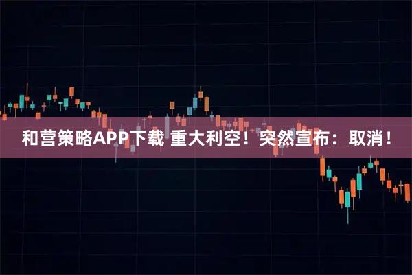 和营策略APP下载 重大利空！突然宣布：取消！